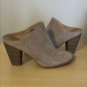 Women's Taupe faux Suede Mules